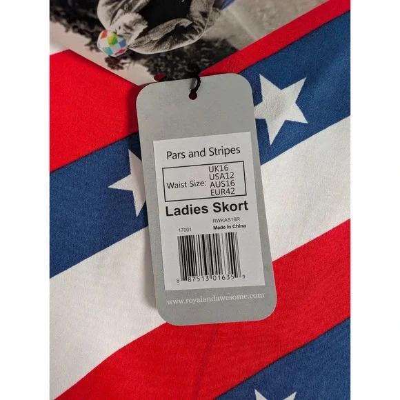 Royal and Awesome "Pars and Stripes" Skort Womens US 12 Lined America Stars NWT - Picture 5 of 11